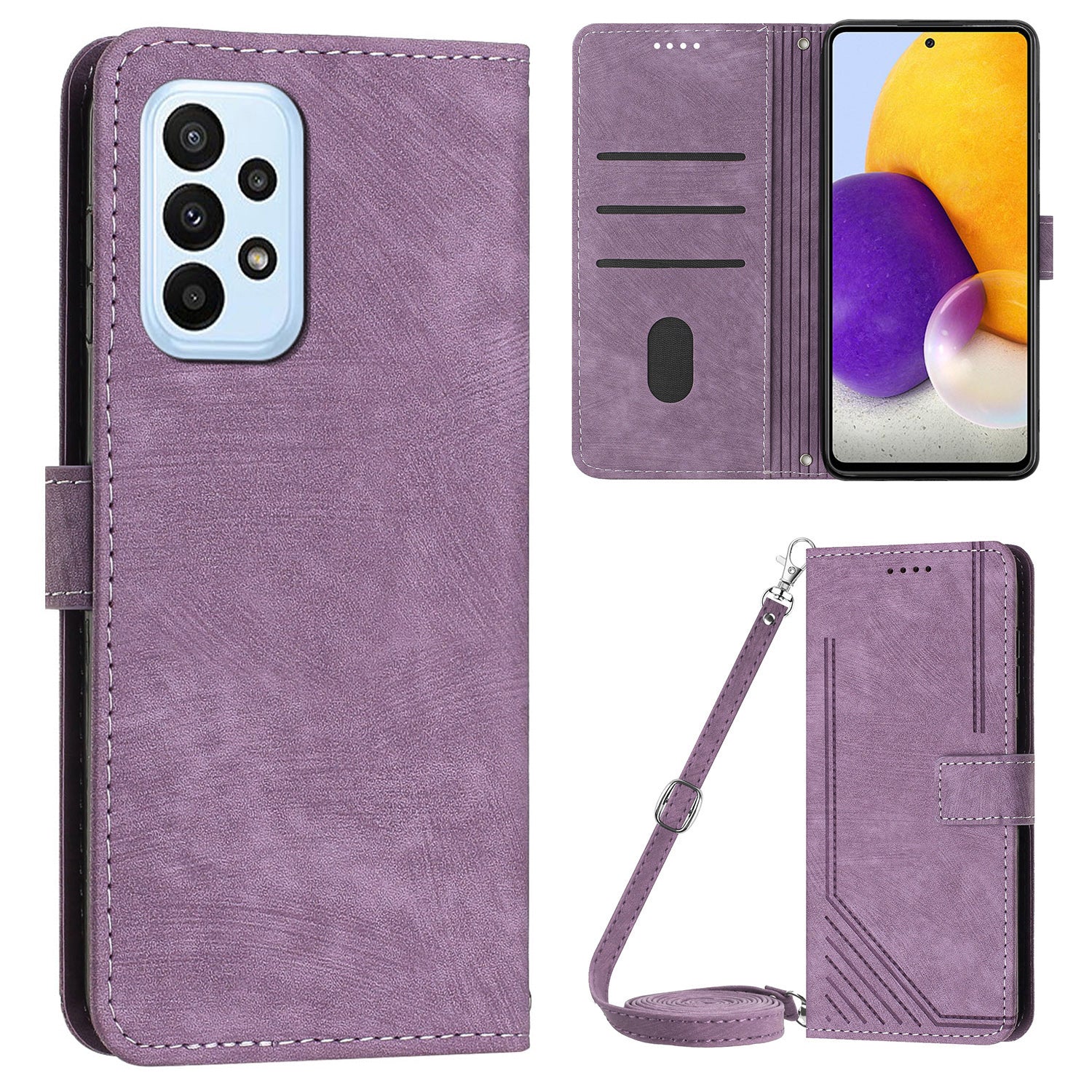 For Samsung Galaxy A73 5G Wallet Phone Case PU Leather Lines Imprinted Shell Stand Phone Cover For Samsung Galaxy A73 5G Wallet Phone Case PU Leather Lines Imprinted Shell Stand Phone Cover